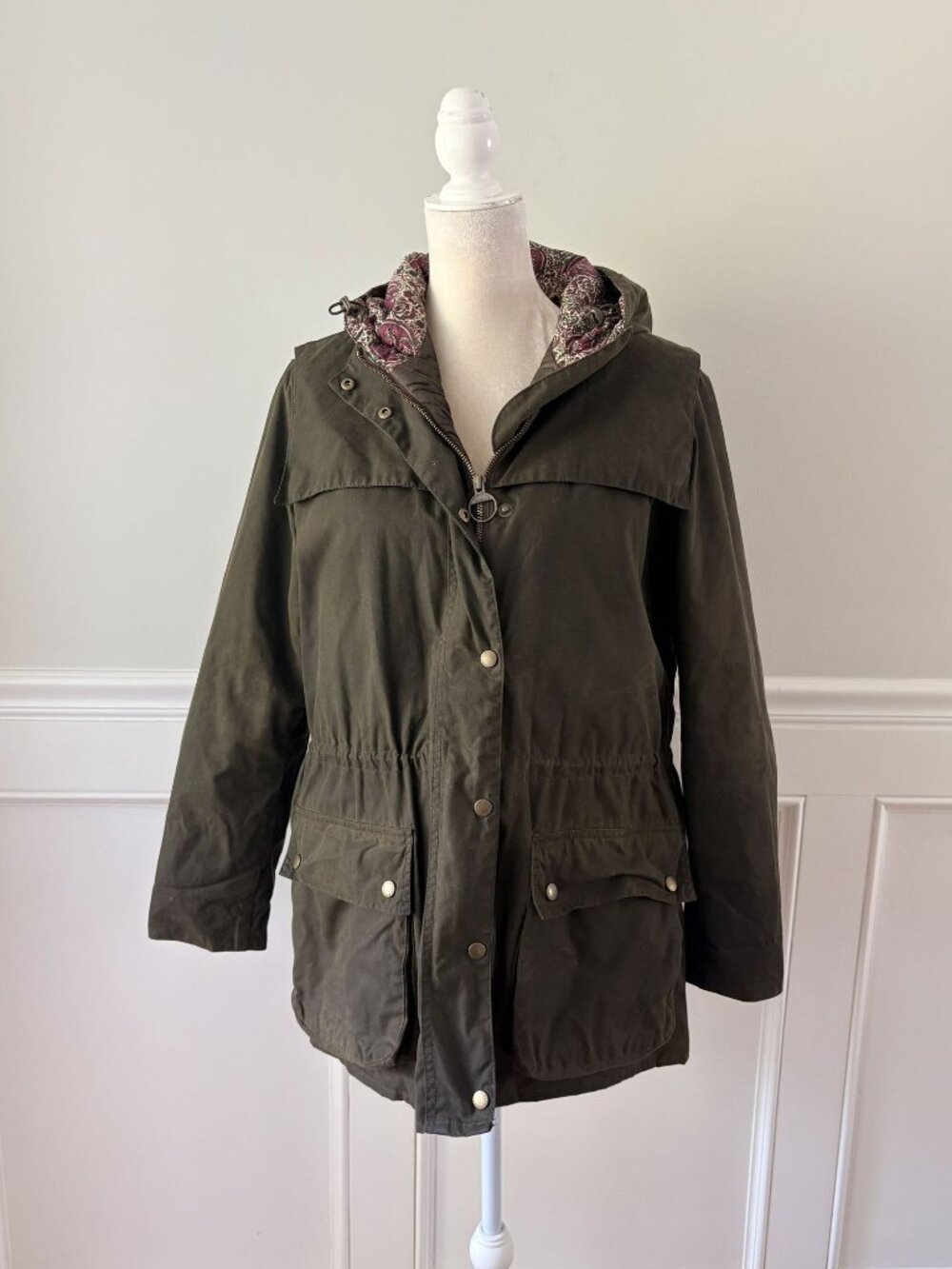 Barbour x Liberty Blaise Wax Jacket Olive Green UK 18 US 14